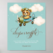 Whimsical Vliegtuig Teddy Beer Luier Raffle Poster (Voorkant)