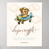 Whimsical Vliegtuig Teddy Beer Luier Raffle Poster (Voorkant)