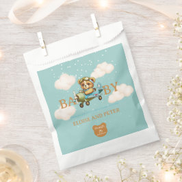 Whimsical Vliegtuigpiloot Teddy Bear Baby shower Bedankzakje