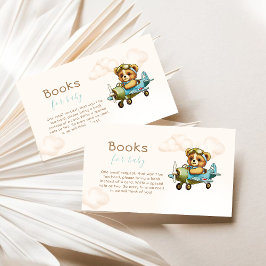 Whimsical Vliegtuigpiloot Teddy Bear Baby shower Informatiekaartje