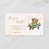 Whimsical Vliegtuigpiloot Teddy Bear Luierloof Informatiekaartje (Voorkant)