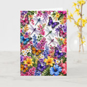 Whimsical Vlinder Bloemstuk Kaart (Gele Bloem)