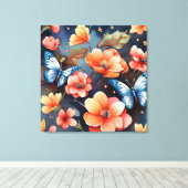 Whimsical vlinder illustratie uniek canvas afdruk (Insitu (Houten vloer))