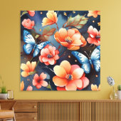 Whimsical vlinder illustratie uniek canvas afdruk (Insitu (Woonkamer))