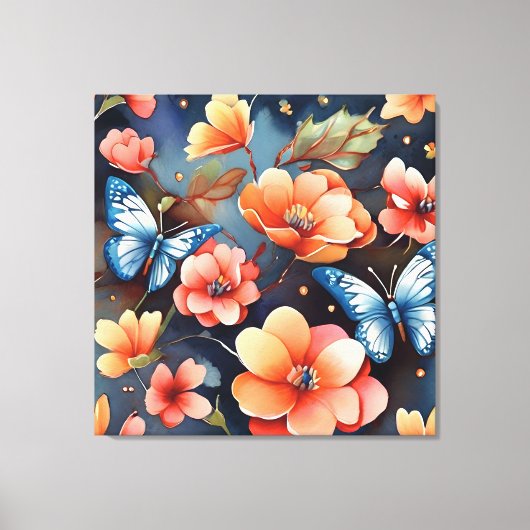 Whimsical vlinder illustratie uniek canvas afdruk (Voorkant)