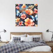 Whimsical vlinder illustratie uniek canvas afdruk (Insitu (Slaapkamer))