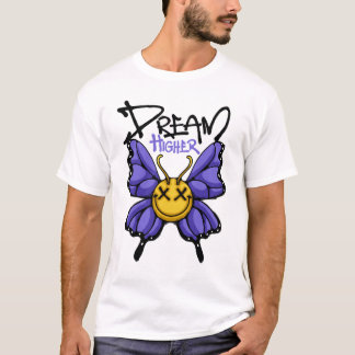 Whimsical Vlinder Met Glimlach Streetwear T-shirt