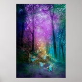 Whimsical vlinders in betoverde bos poster (Voorkant)