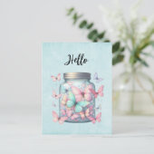 Whimsical Vlinders in een Pot Hallo Briefkaart (Staand voorkant)