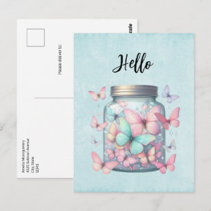 Whimsical Vlinders in een Pot Hallo Briefkaart