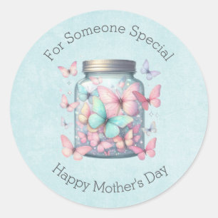 Whimsical Vlinders in een Pot Moederdag Ronde Sticker