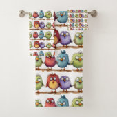 Whimsical vogels 2 bad handdoek (Insitu)