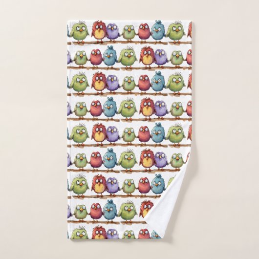 Whimsical vogels 2 bad handdoek (Handdoek)