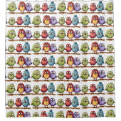 Whimsical vogels 2 douchegordijn (Voorkant)