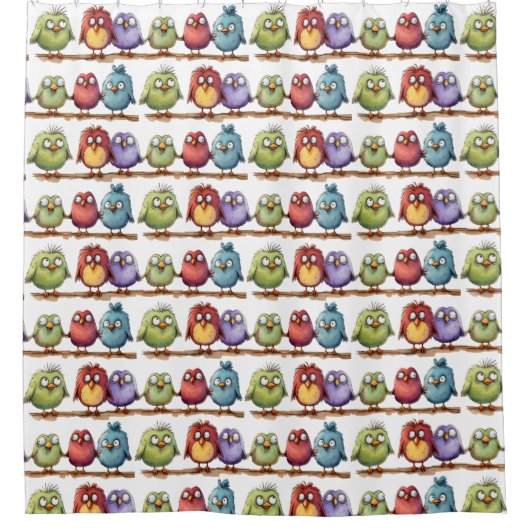 Whimsical vogels 2 douchegordijn (Voorkant)