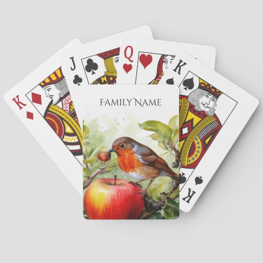Whimsical Vogels & Appel Delight Pokerkaarten (Achterkant)