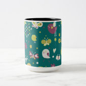 Whimsical Vogels en Vlinders Tweekleurige Koffiemok (Center)