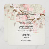 Whimsical Vogels en Vogelkooien Bloemen Huwelijk Kaart (Voorkant / Achterkant)