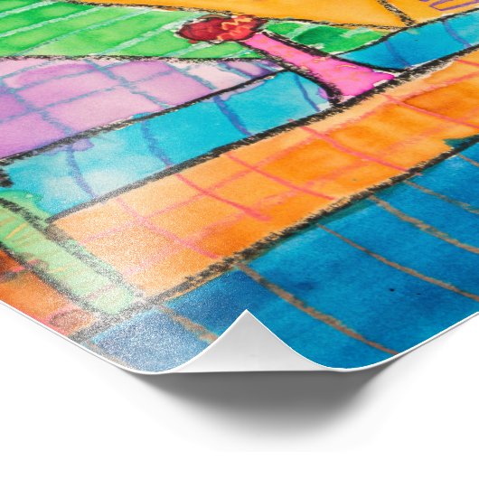 Whimsical Volcano Landscape 8x10 Print Foto Afdruk (Hoek)