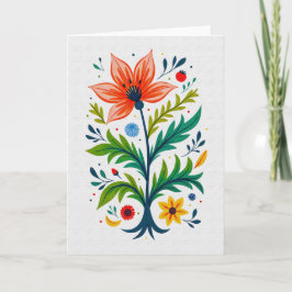 Whimsical Volkskunst Bloem Boom Botanisch Kaart