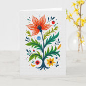 Whimsical Volkskunst Bloem Boom Botanisch Kaart (Gele Bloem)