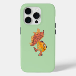 Whimsical Volkskunst Goudvis Boho Wervelende Fan iPhone 15 Pro Case