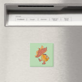 Whimsical Volkskunst Goudvis | Boho Wervelende Fan Magneet (Insitu (Vaatwasser))