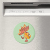 Whimsical Volkskunst Goudvis | Boho Wervelende Fan Magneet (Insitu (Vaatwasser))