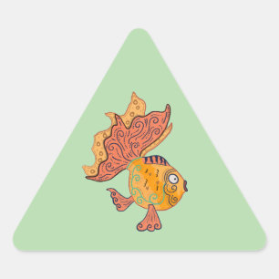 Whimsical Volkskunst Goudvis Boho Wervelende Fan Sticker
