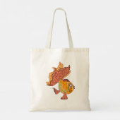 Whimsical Volkskunst Goudvis | Boho Wervelende Fan Tote Bag (Achterkant)