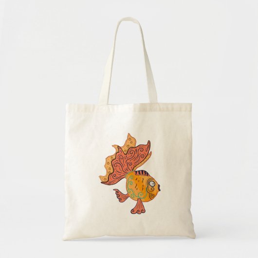 Whimsical Volkskunst Goudvis | Boho Wervelende Fan Tote Bag (Voorkant)