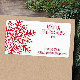 Whimsical volkskunst sneeuwvlok naar cadeau etiket