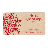 Whimsical volkskunst sneeuwvlok naar Kraft van cad Etiket (Voorkant)