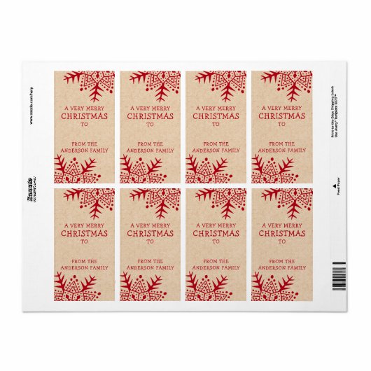 Whimsical volkskunst sneeuwvlok naar Kraft van cad Etiket (Full Sheet)