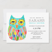 Whimsical Vrijgezellenfeest Rainbow Owl Uitnodigen Kaart (Voorkant)