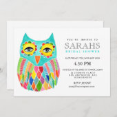 Whimsical Vrijgezellenfeest Rainbow Owl Uitnodigen Kaart (Voorkant / Achterkant)