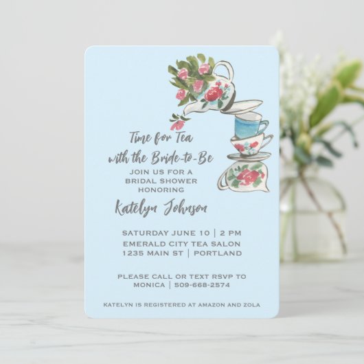 Whimsical Vrijgezellenfeest Tea Party Invitation Kaart (Staand voorkant)