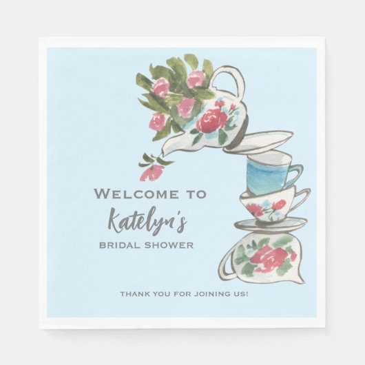 Whimsical Vrijgezellenfeest Tea Party Servet (Voorkant)