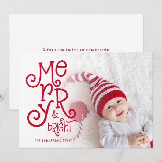 Whimsical Vrolijk Helder Foto Overlay Kerstmis Feestdagenkaart (Voorkant / Achterkant)
