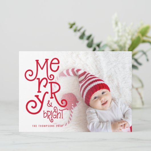 Whimsical Vrolijk Helder Foto Overlay Kerstmis Feestdagenkaart (Staand voorkant)