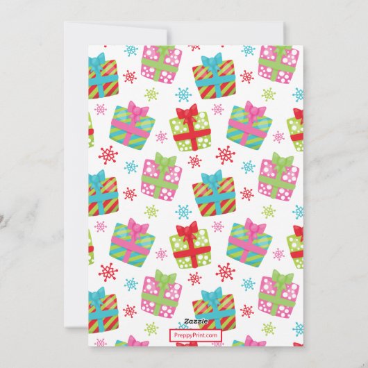 Whimsical Vrolijk & Helder Kerstcadeaus Feestdagenkaart (Achterkant)