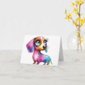 Whimsical Vrouw Dachshund Kaart (Gele Bloem)
