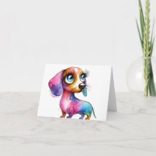 Whimsical Vrouw Dachshund Kaart