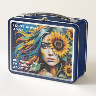 Whimsical Vrouw Volwassen & Angstig Met Zonnebloem