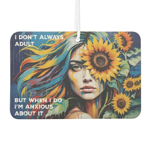 Whimsical Vrouw Volwassen & Angstig Met Zonnebloem Luchtverfrisser (Voorkant)