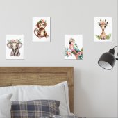 Whimsical Vrouwelijke Blush Safari Dierenkwekerij Muurkunst Sets (Slaapkamer)