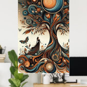 Whimsical Vrouwen, Boom en Vlinders Poster (Thuiskantoor)