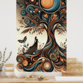 Whimsical Vrouwen, Boom en Vlinders Poster (Keuken)