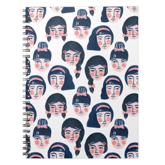 Whimsical Vrouwen: Cartoon Gezichtskunst Notitieboek (Voorkant)