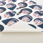 Whimsical Vrouwen: Cartoon Gezichtskunst Sherpa Deken (3/4)